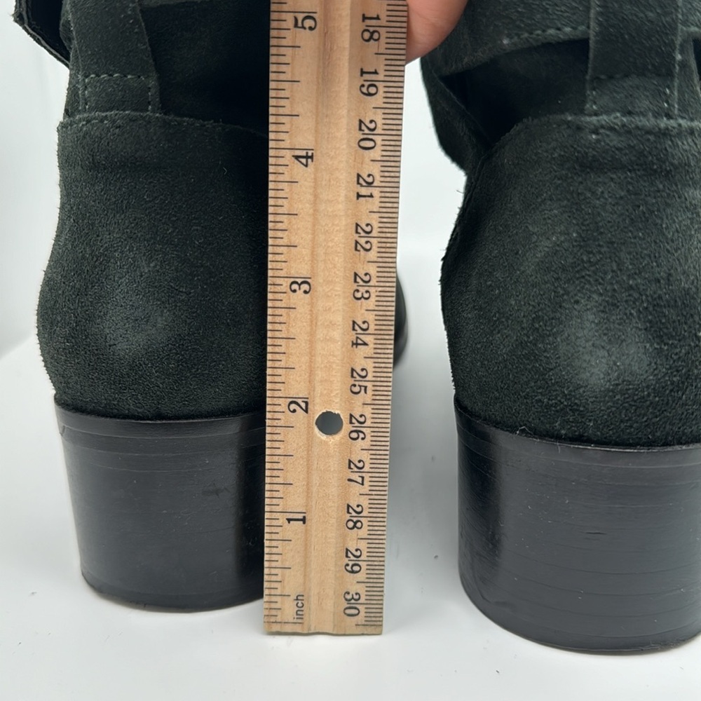 & Other Stories Chelsea Heeled Suede Ankle Leather Boots Esmerald‎ Green Size 9 - Picture 15 of 15